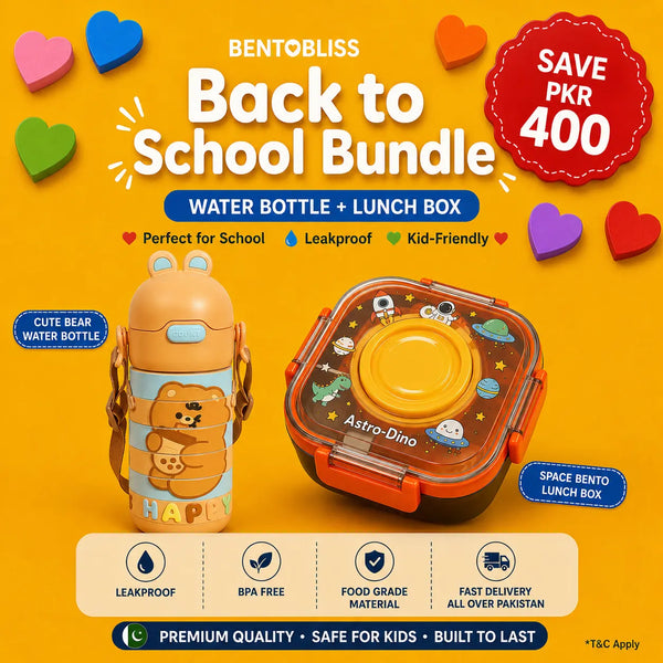 Back to School Bundle – Rotatable Wizard Bottle bear + Astro-Dino Lunchbox orange