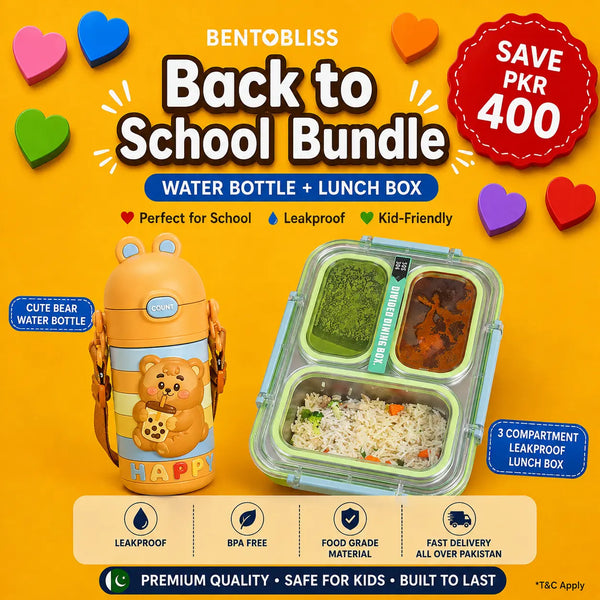 Back to School Bundle β Bear Water Bottle + Leakproof Lunchbox (Green)