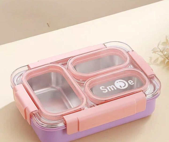 Smile - Three Compartment LeakProof Bento with Box