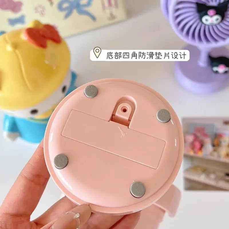 Cute Kawaii Desk Fan with USB Cable | Rechargeable | Portable Stand & Compact Size | 360° Rotation | 18 Cm | Box Packing