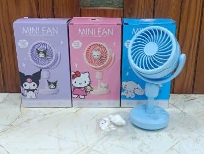 Cute Kawaii Desk Fan with USB Cable | Rechargeable | Portable Stand & Compact Size | 360° Rotation | 18 Cm | Box Packing