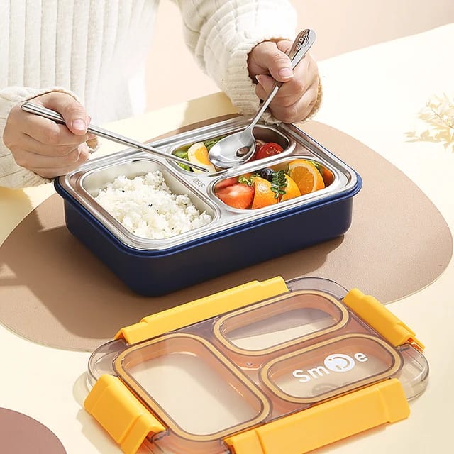 Smile - Three Compartment LeakProof Bento with Box