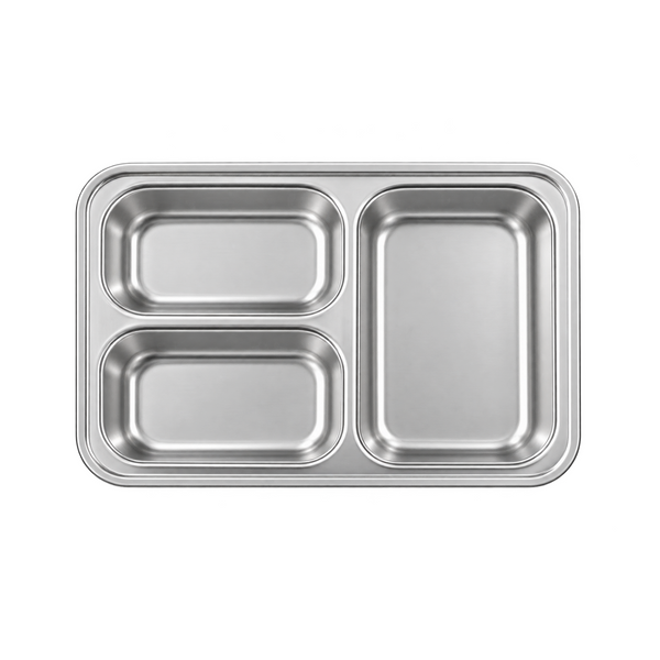 3 Compartment Steel Tray 900ml