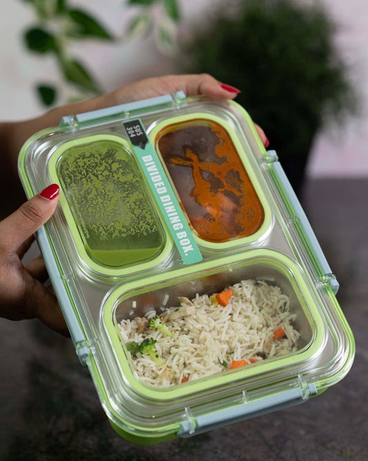 Executive Leakproof Bento Lunch Box, 3-compartment stainless steel design