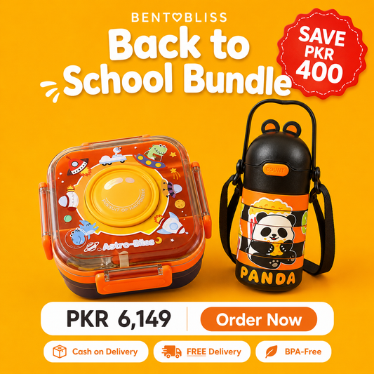 Bentobliss Back to School Bundle — Orange Magic Dreamy Lunchbox + Rotatable Wizard Water Bottle
