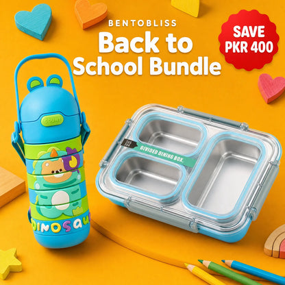 Blue (Rotatable Wizard Bottle-dino + Leakproof Lunchbox-blue)