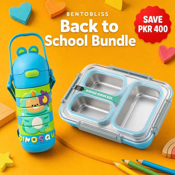 Blue (Rotatable Wizard Bottle-dino + Leakproof Lunchbox-blue)