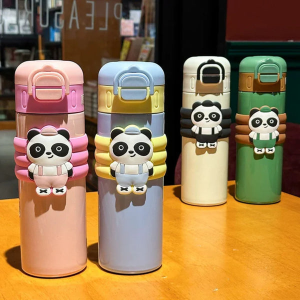 Panda Dual Sipper Steel Insulated Water Bottle for Kids 520ml