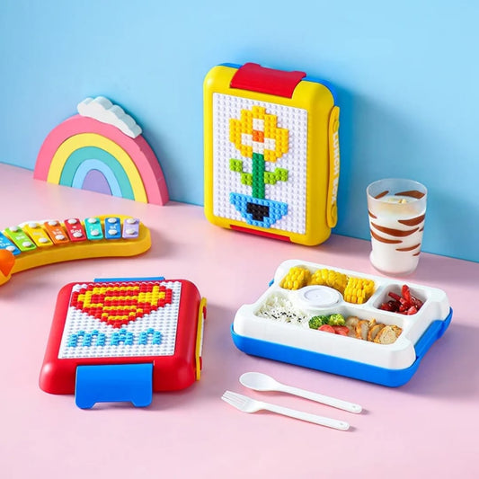 BPA-Free Bento Lego Activity Lunch Box – Creative Lunch Box with Buildable Lego Parts for Kids