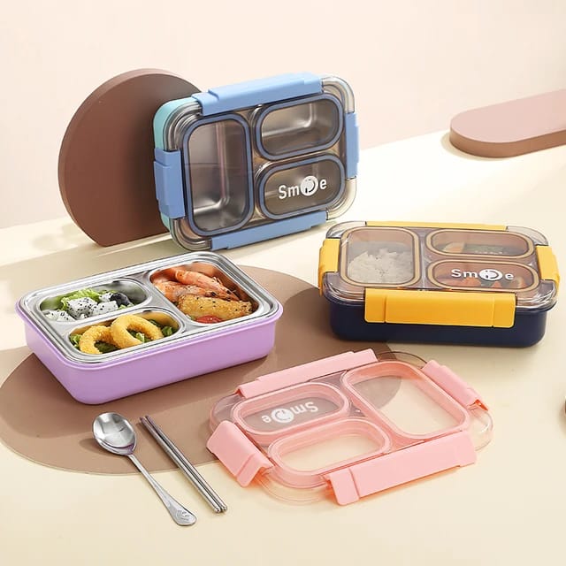 Smile - Three Compartment LeakProof Bento with Box