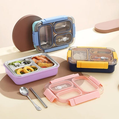 Smile - Three Compartment LeakProof Bento with Box