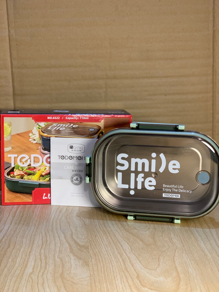 Tedemei Stainless Steel Rectangle Smile Life Lunch Box