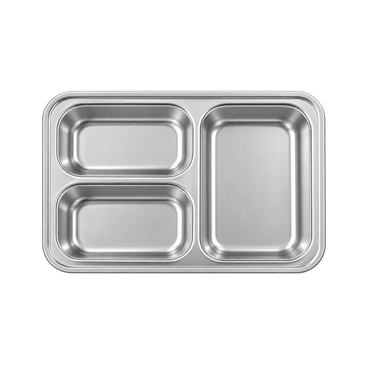 3 Compartment Steel Tray 900ml
